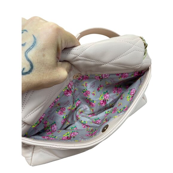 Betsey Johnson Large Blush Pink Quilted Tote Shoulder Handbag SKU 9230 - Picture 12 of 16